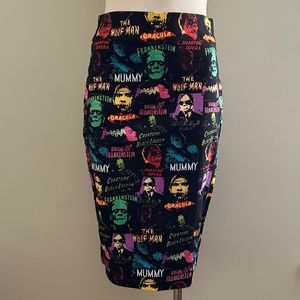 'Universal Monsters' print pencil skirt - Rock Rebel